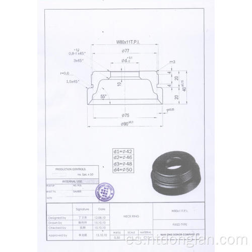 Anillo de cuello equipado con tapa de cilindro de gas